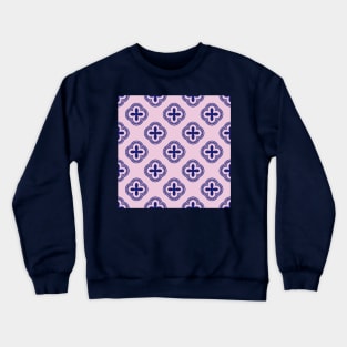 Chic Mediterranean geometric pattern in pink and purple Crewneck Sweatshirt